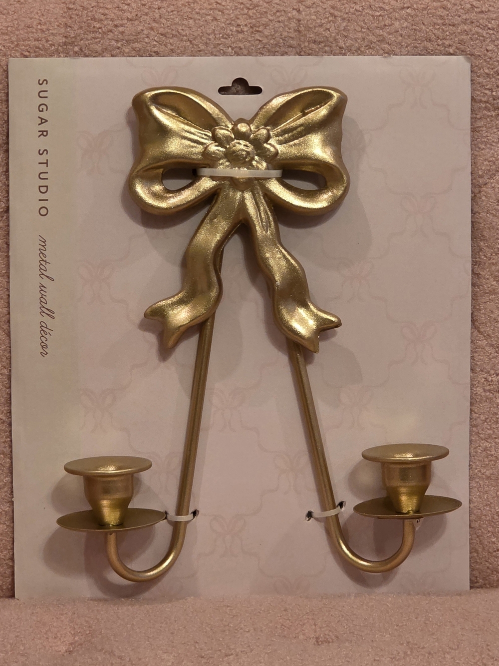 Coquette Gold Bow Double Candle Wall Sconce
